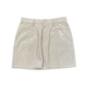 NWT Madewell Faux Leather Cream Mini Skirt Women's Size‎ 30